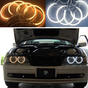 FK Set LED DRL Halo Angel Eyes Headlights BMW 5-series E39 95-00 Chrome M5  LHD