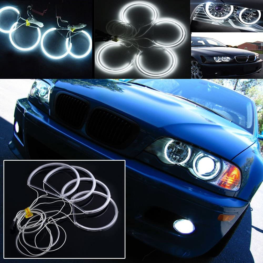 6000K Super Bright White Angel Eyes Halo Rings Light Lamp CCFL Neon for BMW E46 3-Serie Headlights, DRL Running Lighting, Fog Lights. - AKiHalo.com