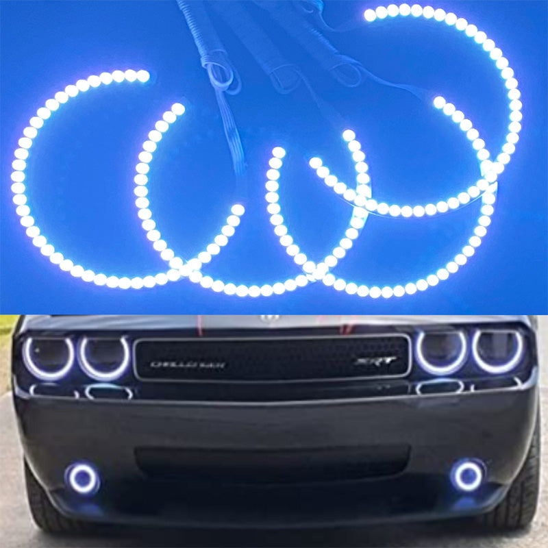 AkiHalo 4pcs RGB Multi-color LED Angel Eye Light Halo Ring Demon KIT Headlight for Dodge Challenger 2008-2014 Dodge Challenger 15-19 Halo kits - AKiHalo.com
