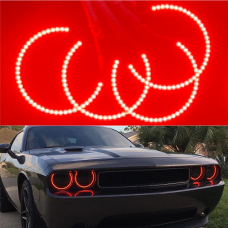 AkiHalo 4pcs RGB Multi-color LED Angel Eye Light Halo Ring Demon KIT Headlight for Dodge Challenger 2008-2014 Dodge Challenger 15-19 Halo kits - AKiHalo.com