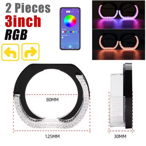 5D L-Shape Glory Crystal LED Angel Eyes Halo Rings Masks DRL for Led H