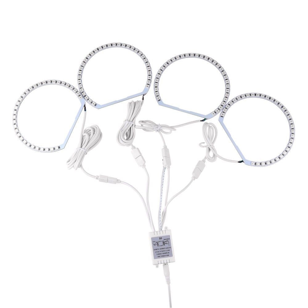 Qiuko 4x131MM Multi-Color RGB LED Angel Eye Halo Rings Light for BMW E46 E38 E39 3 5 7 Series - AKiHalo.com