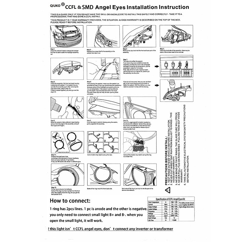 AkiHalo 4x131.5mm CCFL Neon Super Bright Yellow Color Angel Eyes Halo Rings Light Lamp CCFL For BMW E36 E38 E39 E46 Series Headlights, DRL Running Lighting, Fog Lights. - AKiHalo.com