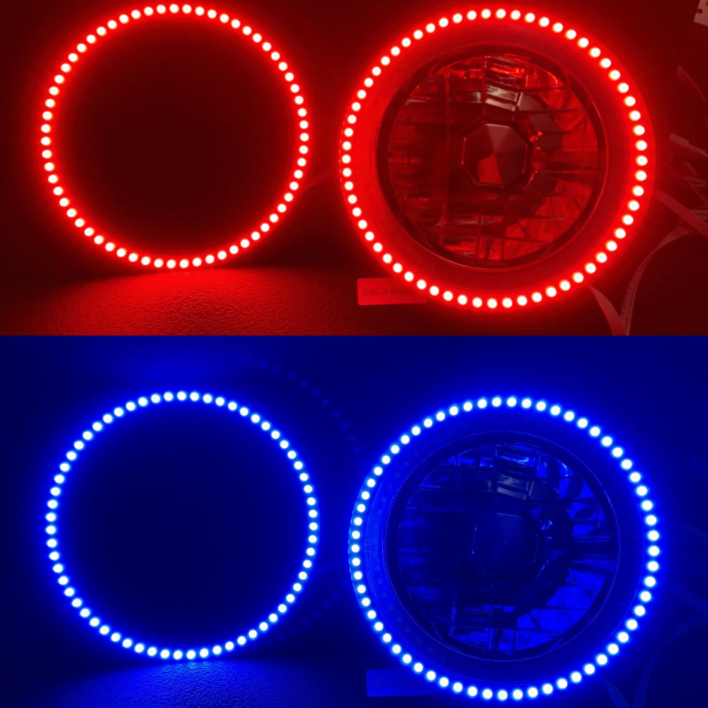 Universal 7" LED Angel Eyes Halo Rings for Jeep Wrangler JK or any size with 7-inch headlights - AKiHalo.com