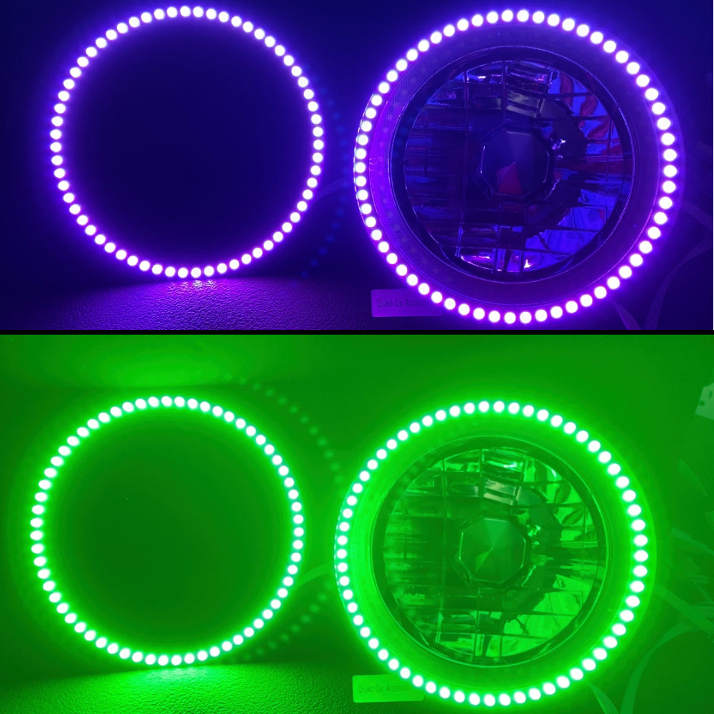 Universal 7" LED Angel Eyes Halo Rings for Jeep Wrangler JK or any size with 7-inch headlights - AKiHalo.com