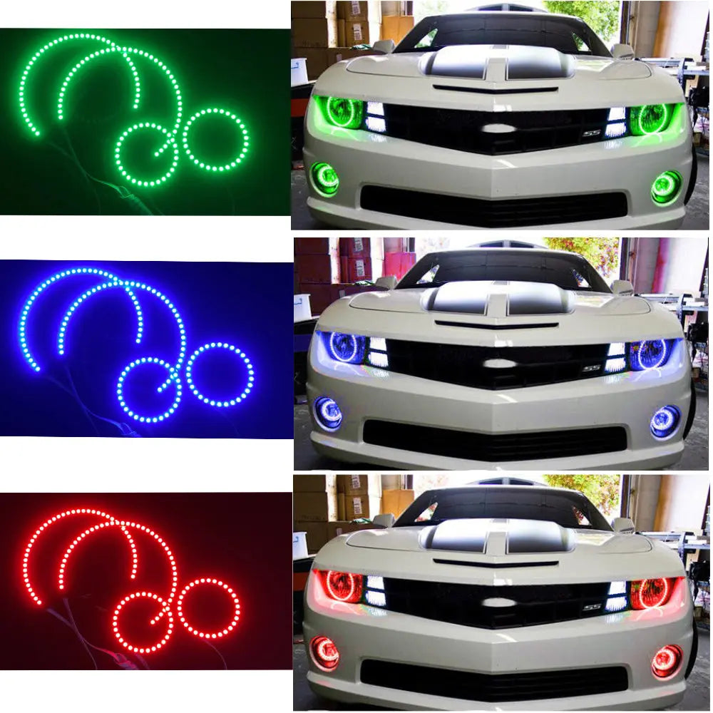 APP Bluetooth CHEVROLET CAMARO HEADLIGHT 2010-2013 RGB LED HALO & FOG LIGHT KIT - AKiHalo.com