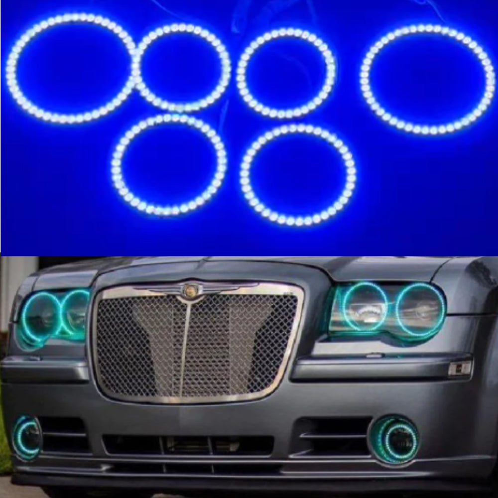 RGB 6pcs Halo Rings Kit for CHRYSLER 300C SRT 2004-2010 Headlight Kits Demon Light with Fog Light - AKiHalo.com