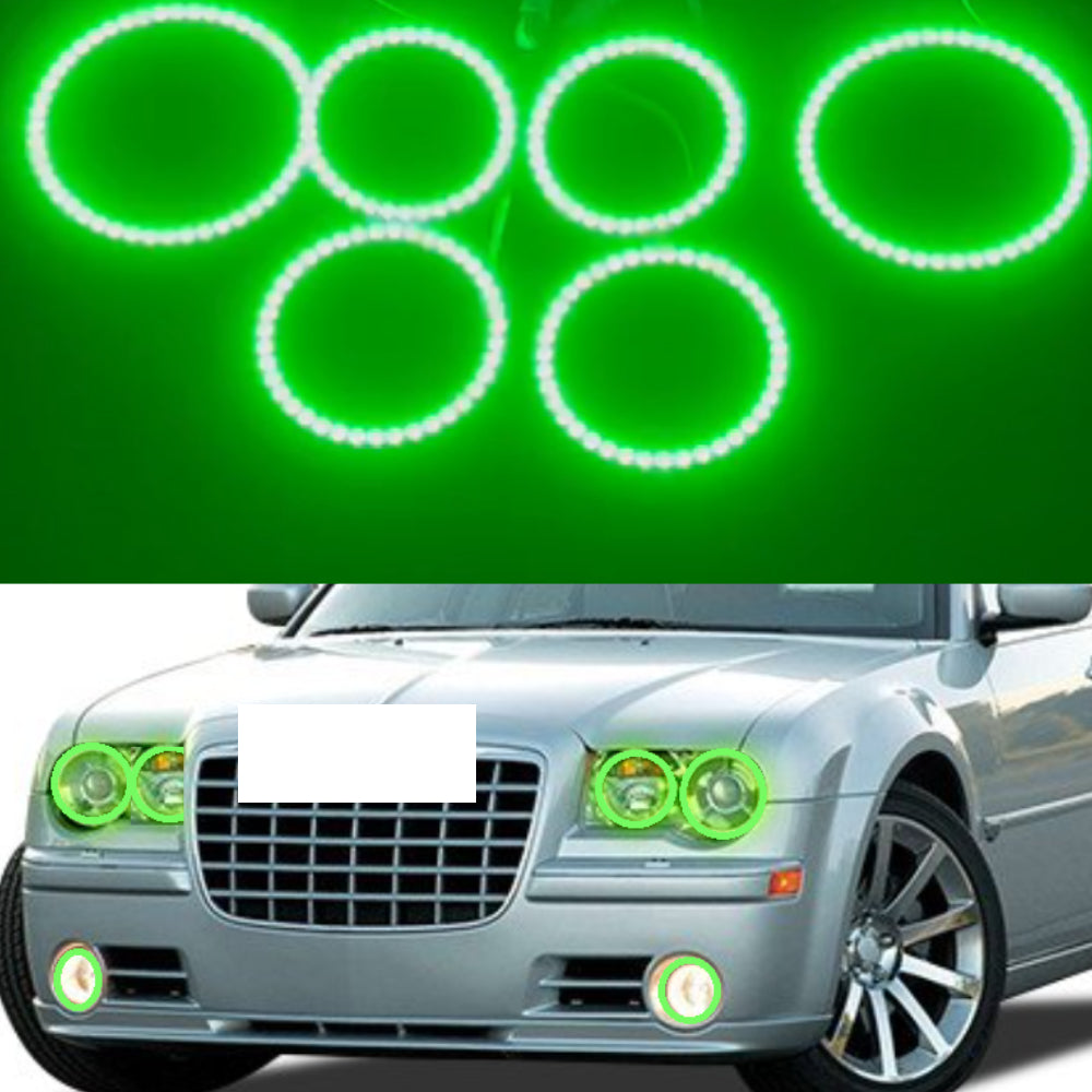 RGB 6pcs Halo Rings Kit for CHRYSLER 300C SRT 2004-2010 Headlight Kits Demon Light with Fog Light - AKiHalo.com