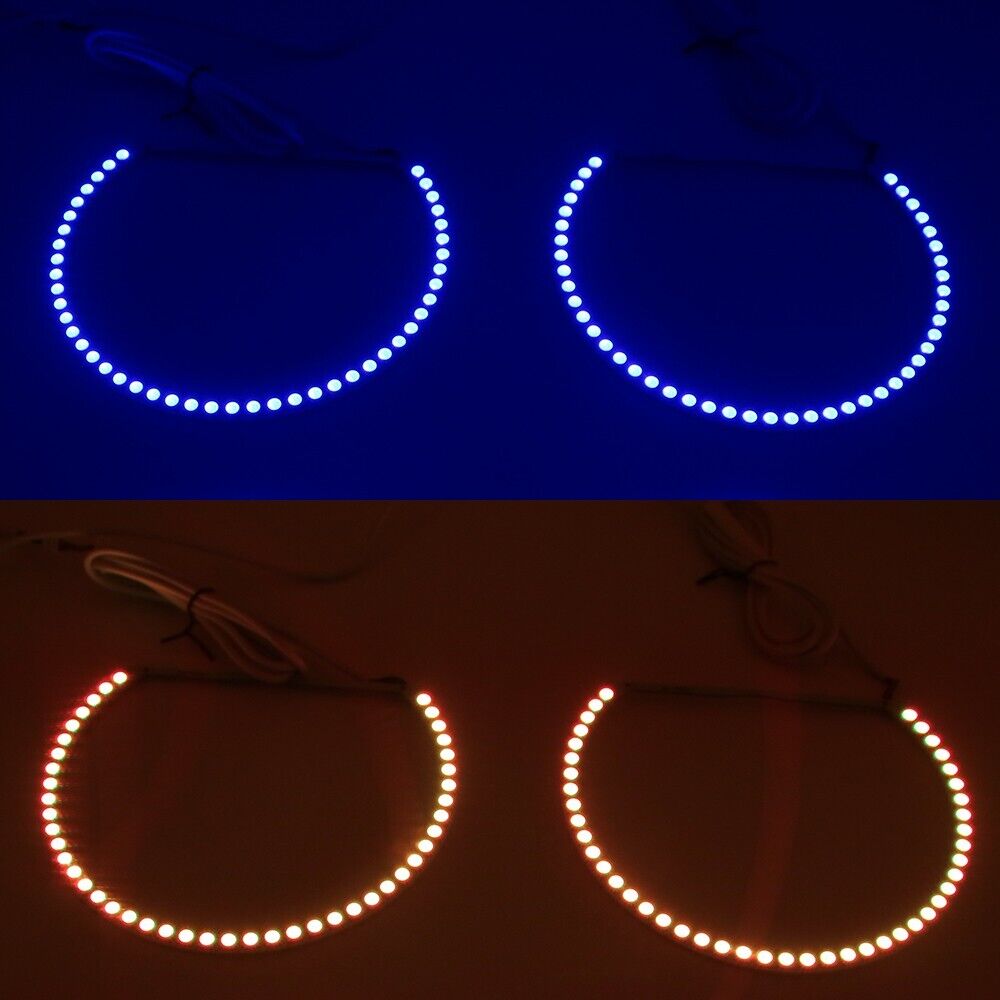 16-Color RGB LED Headlight Halo Ring Lighting Kit Compatible With 2005-2012 Ford Mustang Reflector Halogen Headlamp Retrofit w/Remote - AKiHalo.com