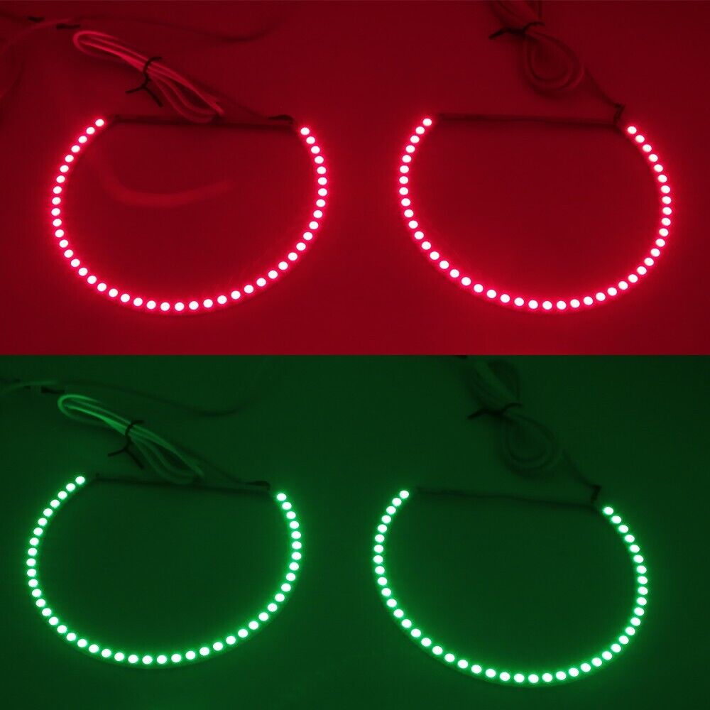 16-Color RGB LED Headlight Halo Ring Lighting Kit Compatible With 2005-2012 Ford Mustang Reflector Halogen Headlamp Retrofit w/Remote - AKiHalo.com