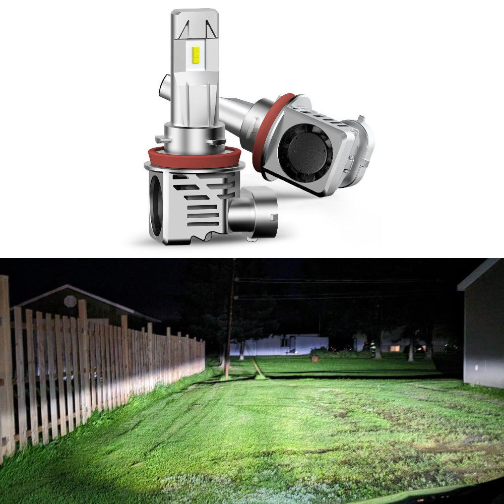 AkiHalo H11 LED Headlight Bulbs - 20000 Lumens 100W 600% Brighter H8 H9 LED Bulbs, 6000K White 50000Hrs Lifespan Halogen Replacement, Pack of 2 - AKiHalo.com