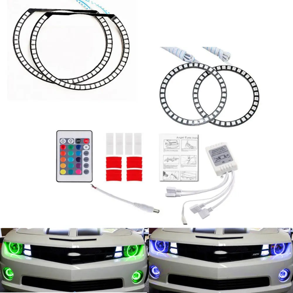 APP Bluetooth CHEVROLET CAMARO HEADLIGHT 2010-2013 RGB LED HALO & FOG LIGHT KIT - AKiHalo.com