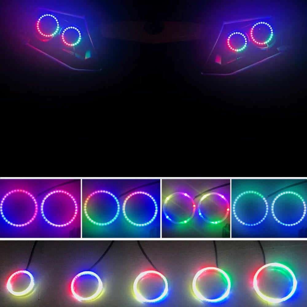 EverBrightt 1 Set 80MM Angel Eyes Multi-Color RGB LED Halo Rings Lights for  Car Headlight Lamp Daytime Running Light 5050 Chips Circle Ring with Mobile  Phone App Bluetooth Control DC 12V :