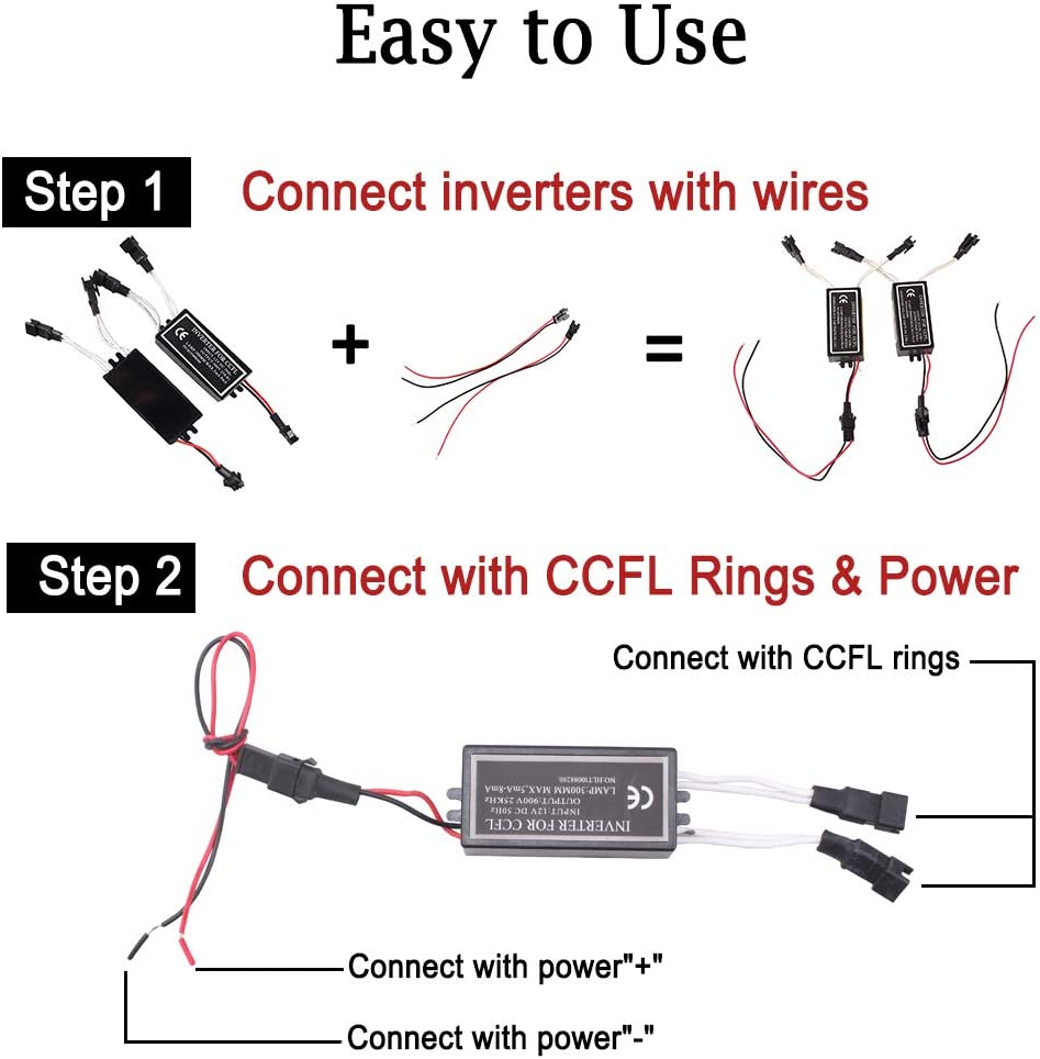 2pcs DC 12V CCFL Inverter Ballast for Replacement 1 for 2 rings or CCFL lamp 100~450mm length for CCFL Angel Eyes Halo Rings - AKiHalo.com