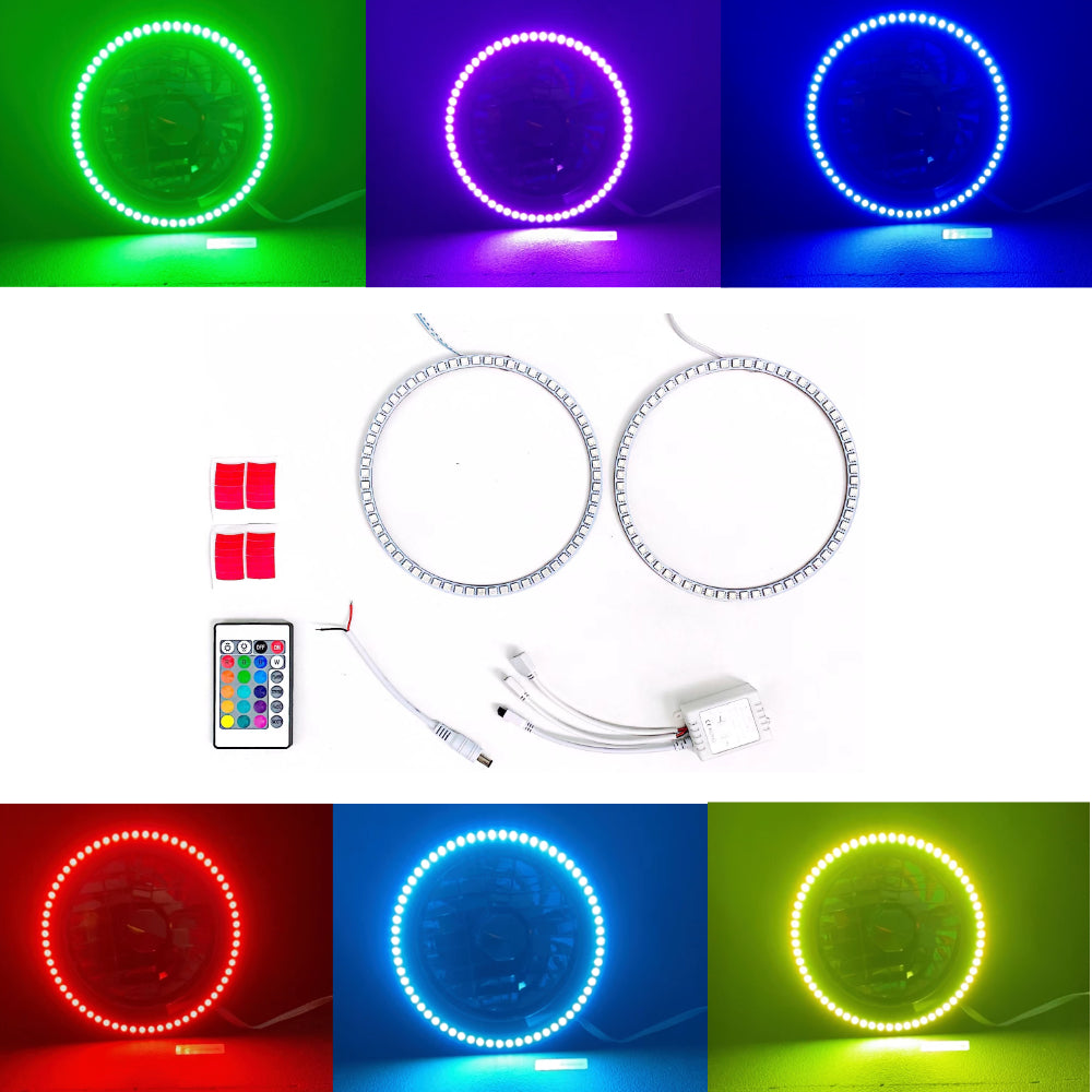 Universal 7" LED Angel Eyes Halo Rings for Jeep Wrangler JK or any size with 7-inch headlights - AKiHalo.com