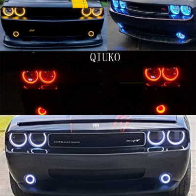 AkiHalo 4pcs RGB Multi-color LED Angel Eye Light Halo Ring Demon KIT Headlight for Dodge Challenger 2008-2014 Dodge Challenger 15-19 Halo kits - AKiHalo.com