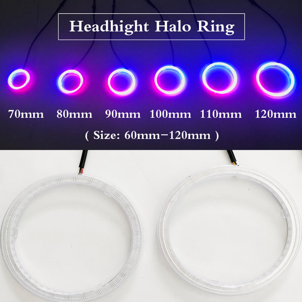 APP Bluetooth LED Dynamic Angel Eyes Halo Rings Headlight Dream Color Chasing Multi-color lights with PC Cover - AKiHalo.com