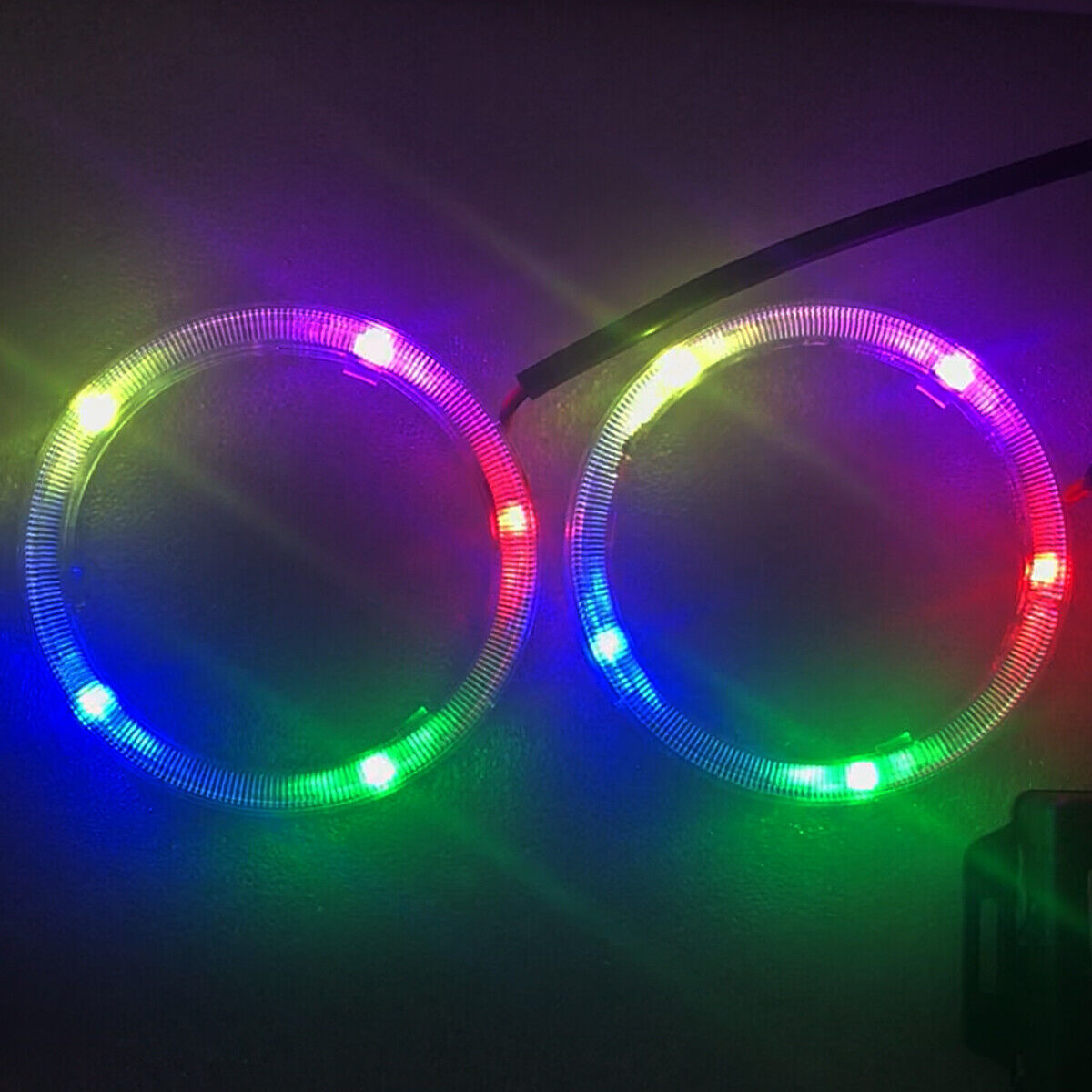 APP Bluetooth LED Dynamic Angel Eyes Halo Rings Headlight Dream Color Chasing Multi-color lights with PC Cover - AKiHalo.com