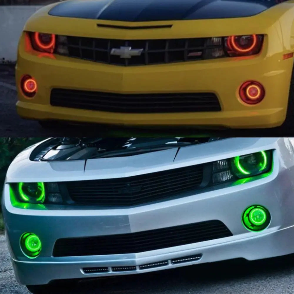 APP Bluetooth CHEVROLET CAMARO HEADLIGHT 2010-2013 RGB LED HALO & FOG LIGHT KIT - AKiHalo.com