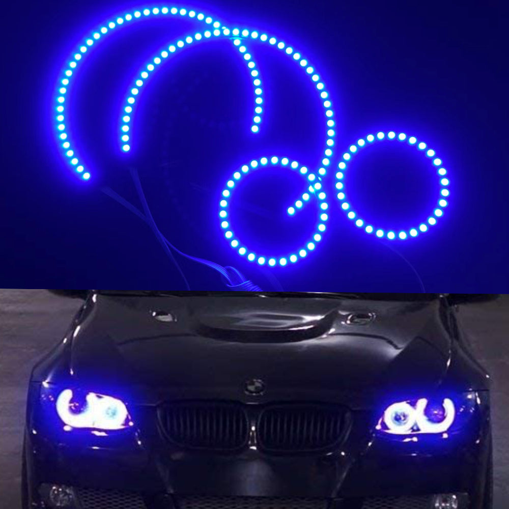 AkiHalo RGB Multi-Color 174-SMD LED Angel Eyes Halo Ring Lighting Kit w/Remote Control Compatible for BMW E60 E61 520i 525i 530i 540i 545i 550i M5 Pre LCI-03-07 & 06-2012 E90/E91 3 Series - AKiHalo.com