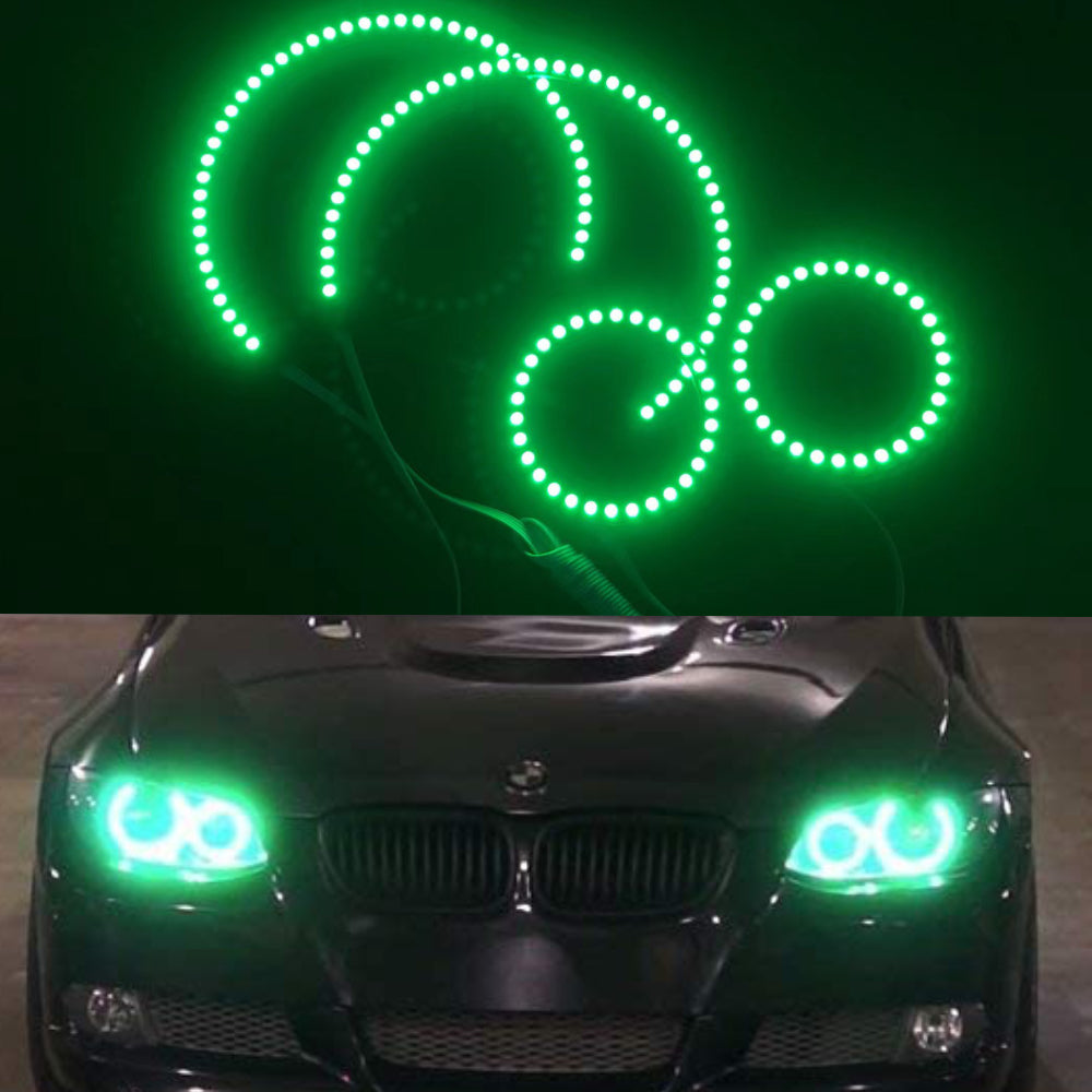 AkiHalo RGB Multi-Color 174-SMD LED Angel Eyes Halo Ring Lighting Kit w/Remote Control Compatible for BMW E60 E61 520i 525i 530i 540i 545i 550i M5 Pre LCI-03-07 & 06-2012 E90/E91 3 Series - AKiHalo.com