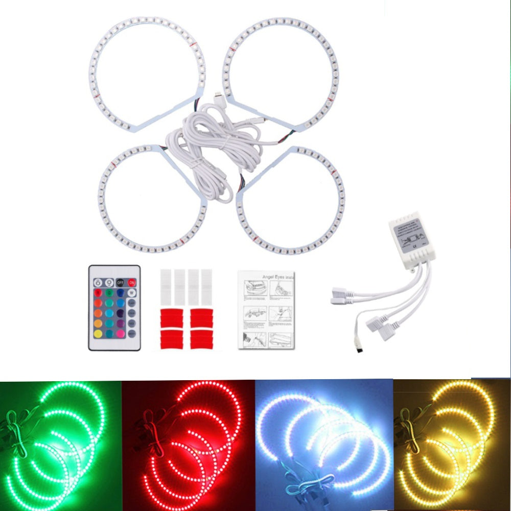 Qiuko 4x131MM Multi-Color RGB LED Angel Eye Halo Rings Light for BMW E46 E38 E39 3 5 7 Series - AKiHalo.com
