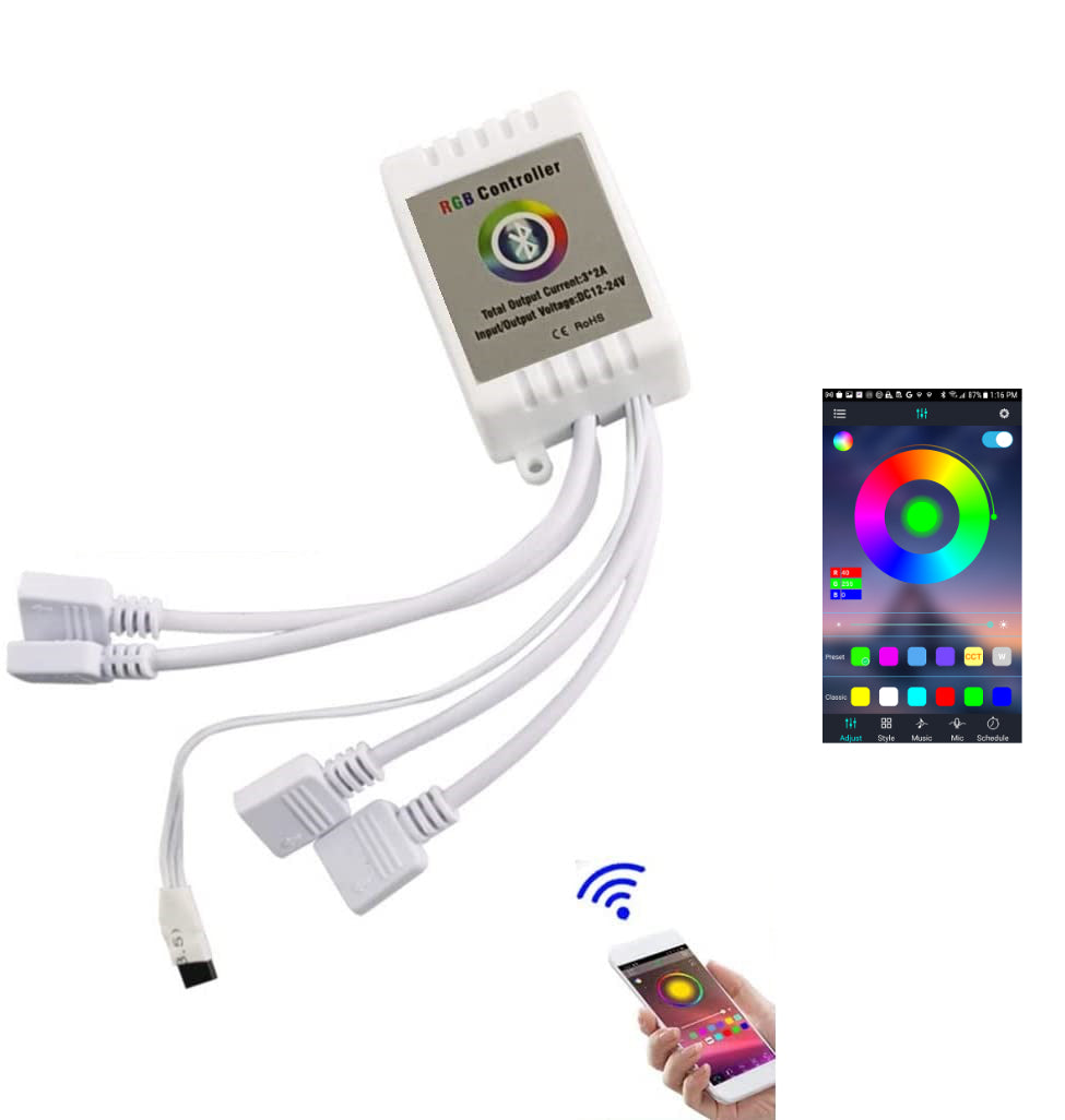 APP Bluetooth 4*131mm multi-color RGB Angel Eyes Halo Rings for BWM E46 E36 E38 E39 3 5 7 Headlight - AKiHalo.com