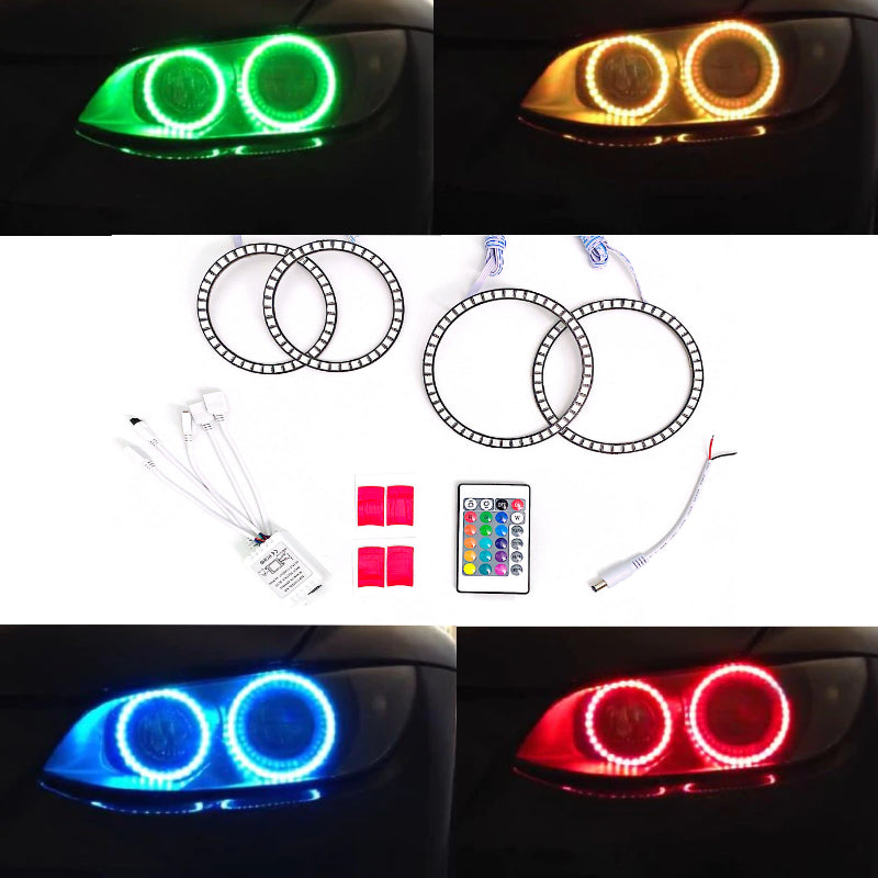 Multi-Color 180-SMD RGB LED Angel Eyes Halo Ring Lighting Kit w/ Remote Control for 2007-2011 BMW E92 E93 328i 335i M3 Coupe or Convertible - AKiHalo.com