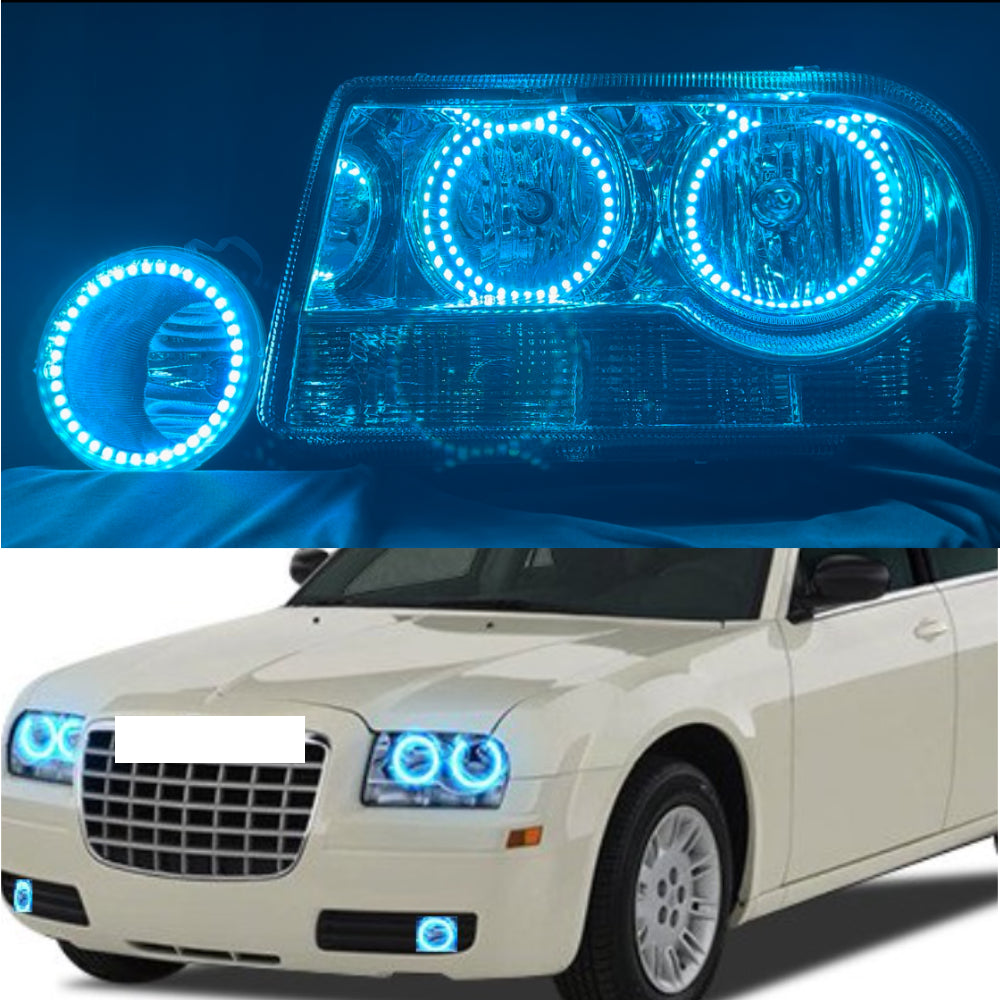 RGB 6 Halo Rings Kit For for RGB 6 Halo Rings Kit For for 2005-2010 Chrysler 300 RGB LED HALO & FOG LIGHT KIT RGB LED HALO & FOG LIGHT KIT - AKiHalo.com