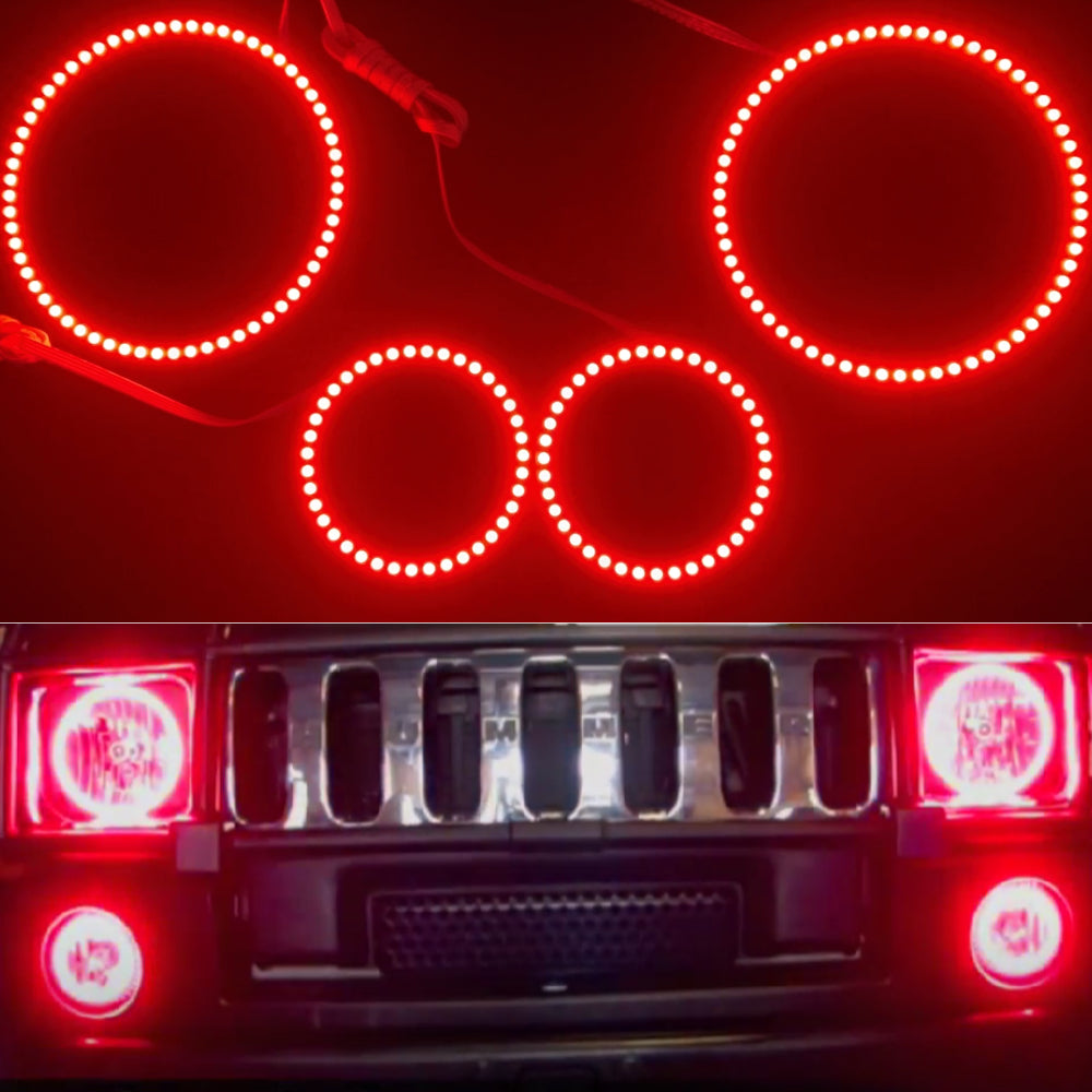 APP Bluetooth RGB Multi-Color LED Halo Ring & Fog Light Kit for Hummer H2 03-09 Headlight Kits - AKiHalo.com