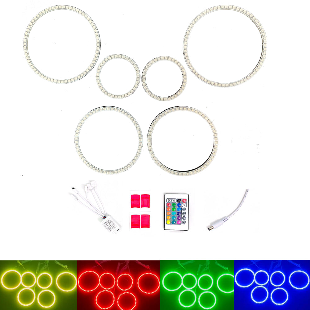 RGB 6pcs Halo Rings Kit for CHRYSLER 300C SRT 2004-2010 Headlight Kits Demon Light with Fog Light - AKiHalo.com