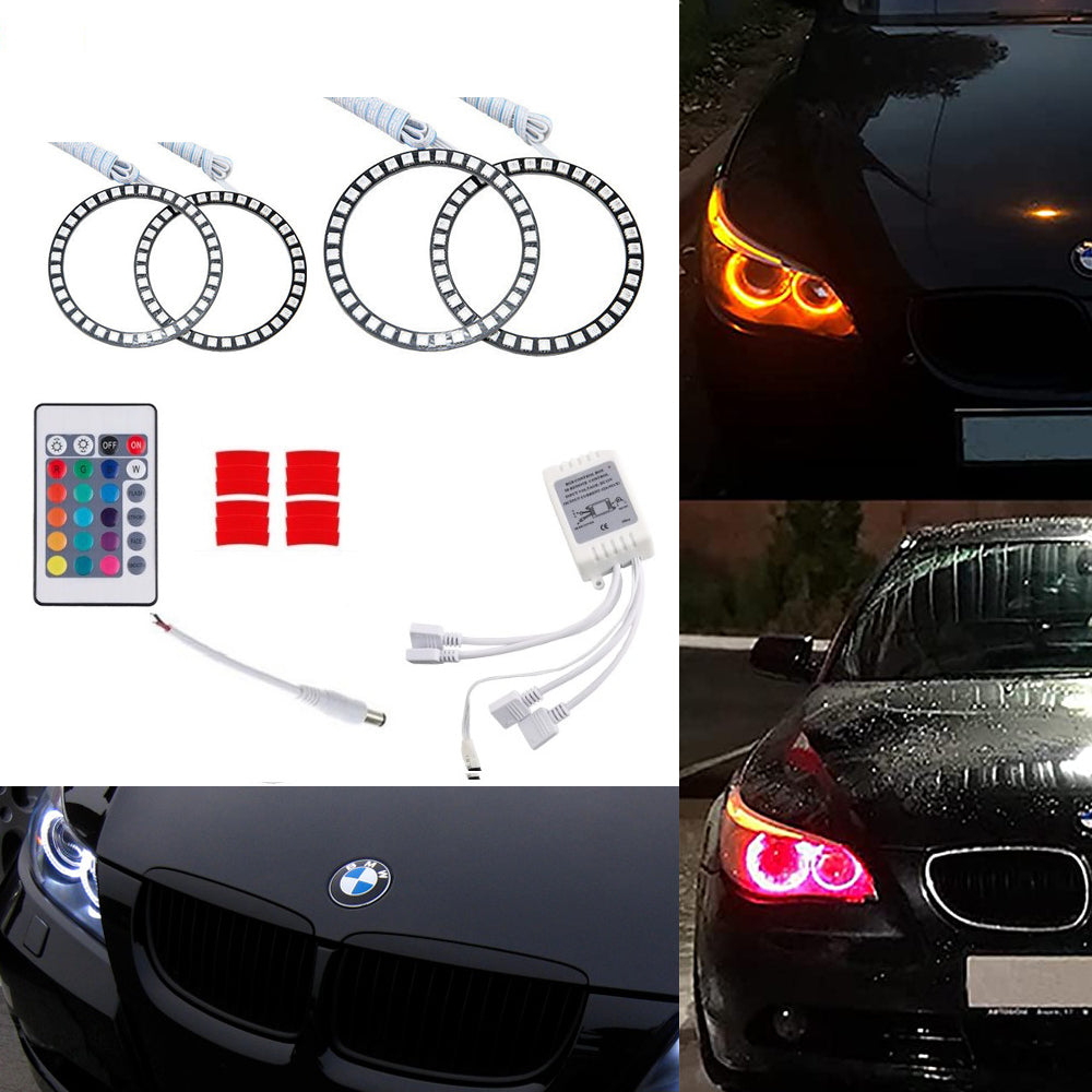 Multi-Color 180-SMD RGB LED Angel Eyes Halo Ring Lighting Kit w/ Remote Control for 2007-2011 BMW E92 E93 328i 335i M3 Coupe or Convertible - AKiHalo.com
