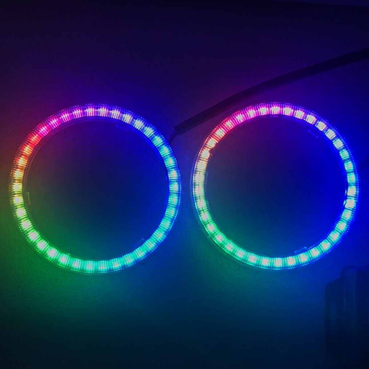 APP Bluetooth LED Dynamic Angel Eyes Halo Rings Headlight Dream Color Chasing Multi-color lights with PC Cover - AKiHalo.com