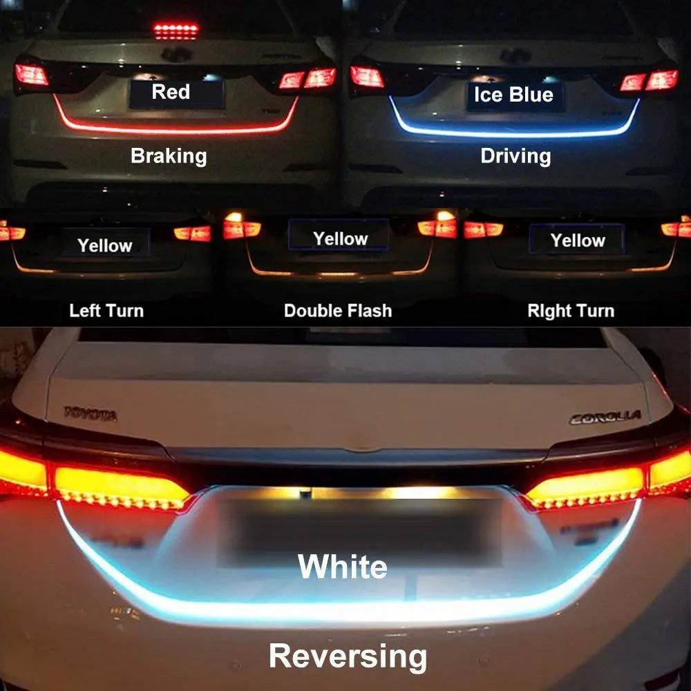 AkiHalo 1.2M LED Strip Trunk Tail Brake Turn Signal Light Flow Type Ice Blue Red Yellow White DC 12V (1.2M, 4 color) - AKiHalo.com