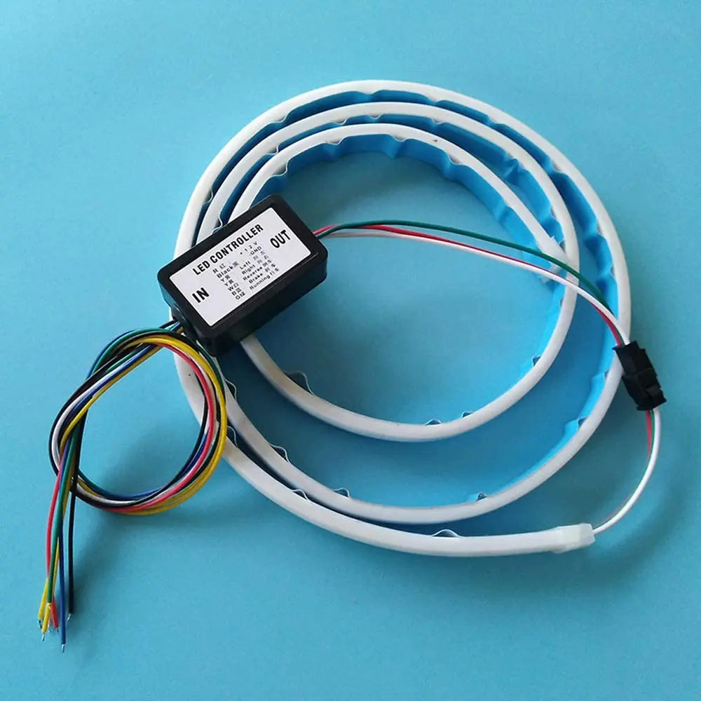 AkiHalo 1.2M LED Strip Trunk Tail Brake Turn Signal Light Flow Type Ice Blue Red Yellow White DC 12V (1.2M, 4 color) - AKiHalo.com