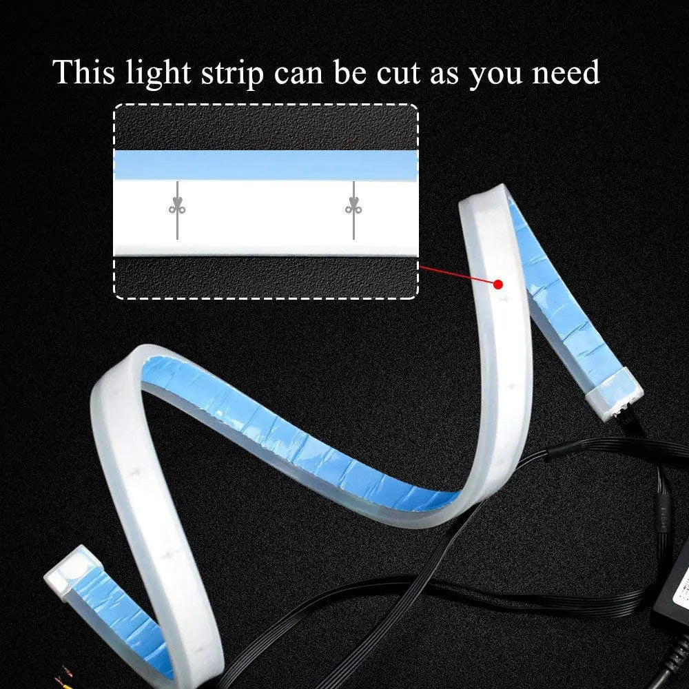 AkiHalo 1.2M LED Strip Trunk Tail Brake Turn Signal Light Flow Type Ice Blue Red Yellow White DC 12V (1.2M, 4 color) - AKiHalo.com