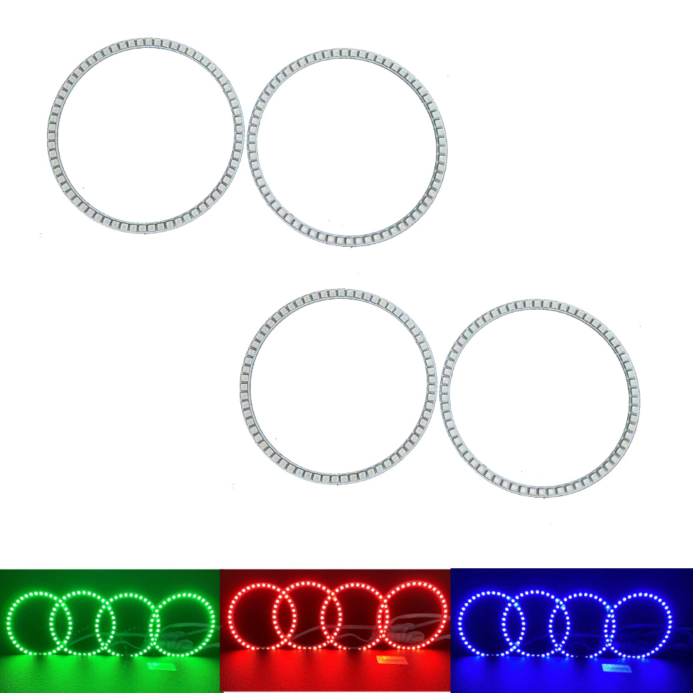 AkiHalo 4pcs LED Angel Eyes Ring Multi-Color RGB 16 Color 5050 COB Angel Eye Halo Ring Light Kit Plus Remote Control For BMW,Ford, Hyundai , Toyota, GMC, Chevrolet, Jeep, Hyundai, Mazda, Honda, Subaru, Chrysler, GMC, Chevrolet Headlights - AKiHalo.com