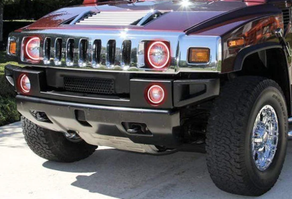 APP Bluetooth RGB Multi-Color LED Halo Ring & Fog Light Kit for Hummer H2 03-09 Headlight Kits - AKiHalo.com